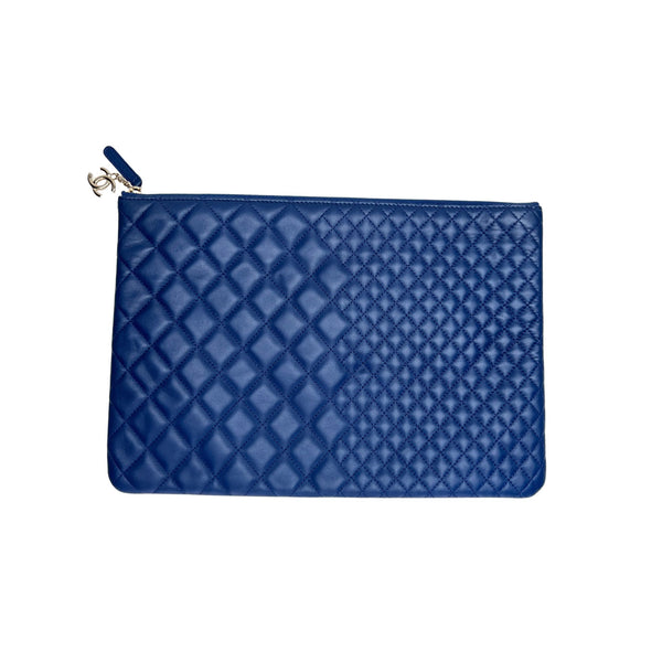 Quilted Clutch in Calfskin, Gold Hardware