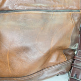BROWN LEATHER CERVO MESSENGER BAG Messenger bag in Calfskin, Gunmetal Hardware