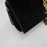 Kate Shoulder bag in Suede leather, Gold Hardware