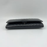 Long Flap Black Wallet in Guccissima Leather, Silver hardware