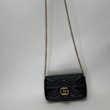 Marmont Black Crossbody Bag in Calfskin, Gold hardware