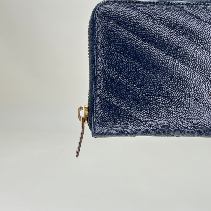 Cassandre Zip Long Wallet in Caviar leather, Gold Hardware