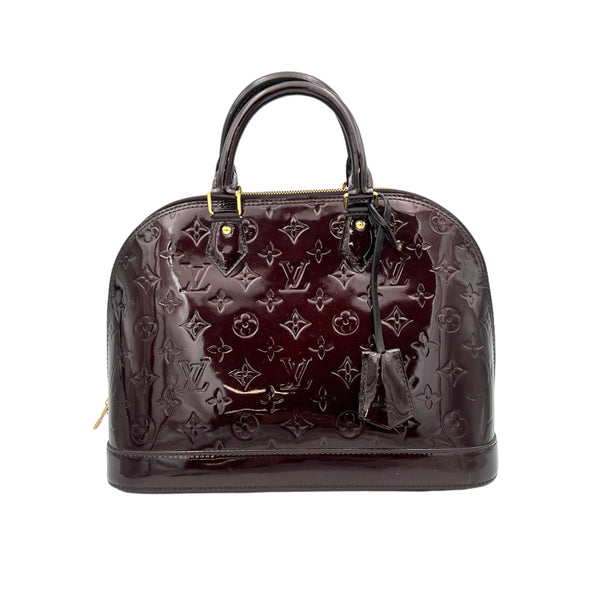 Alma PM Top handle bag in Patent leather, Gold Hardware