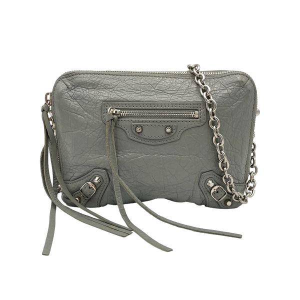 Reporter Crossbody bag in Distressed leather, Silver Hardware