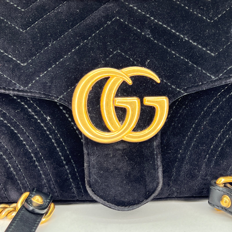 GG Marmont Small Crossbody bag in Velvet, Gold Hardware