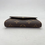 Victorine Compact Brown Wallet in Monogram Coated Canvas, Gold hardware