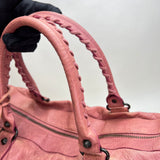 The Weekender Giant Top handle bag in Distressed leather, Antique Brass Hardware