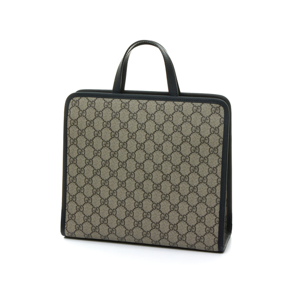 GG Supreme Bird Top handle bag in Coated canvas, Silver Hardware