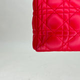 Medium Lady Dior Medium Top handle bag in Lambskin, Silver Hardware