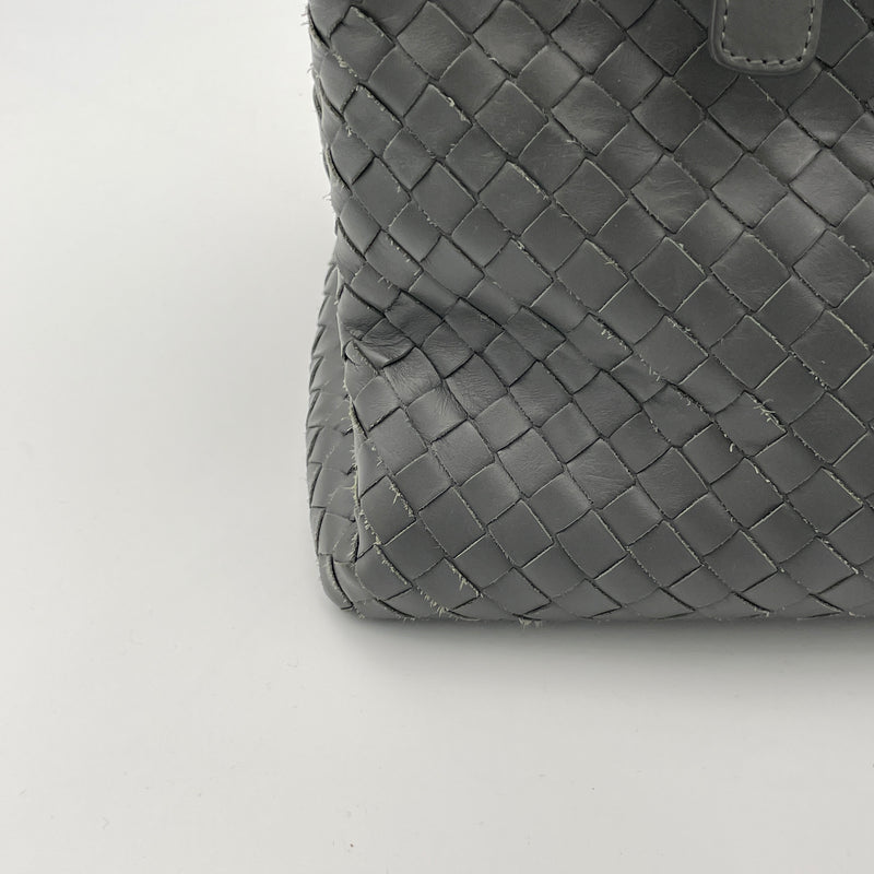 Roma Medium Tote bag in Intrecciato leather, Ruthenium Hardware