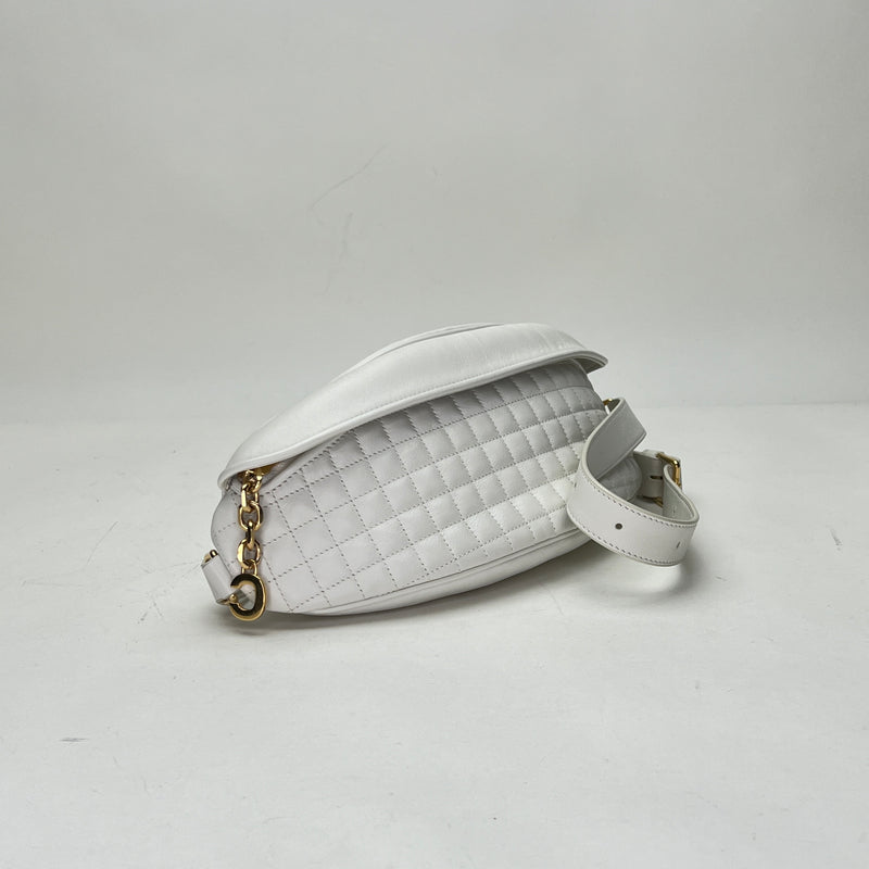 Quilted Nano Belt bag in Calfskin, Gold Hardware