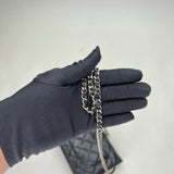 Wallet on chain Flap Wallet on chain in Caviar leather, Silver Hardware