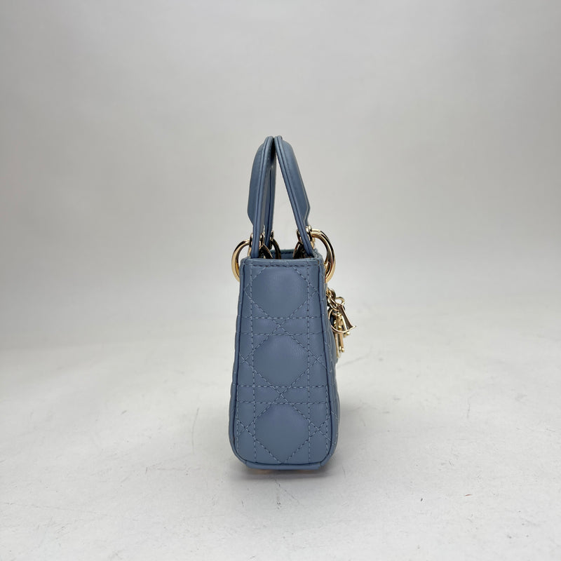 Lady Dior Micro Top handle bag in Lambskin, Gold Hardware