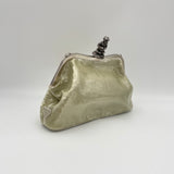 Monkey Closure  Clutch in Sequins, Silver Hardware