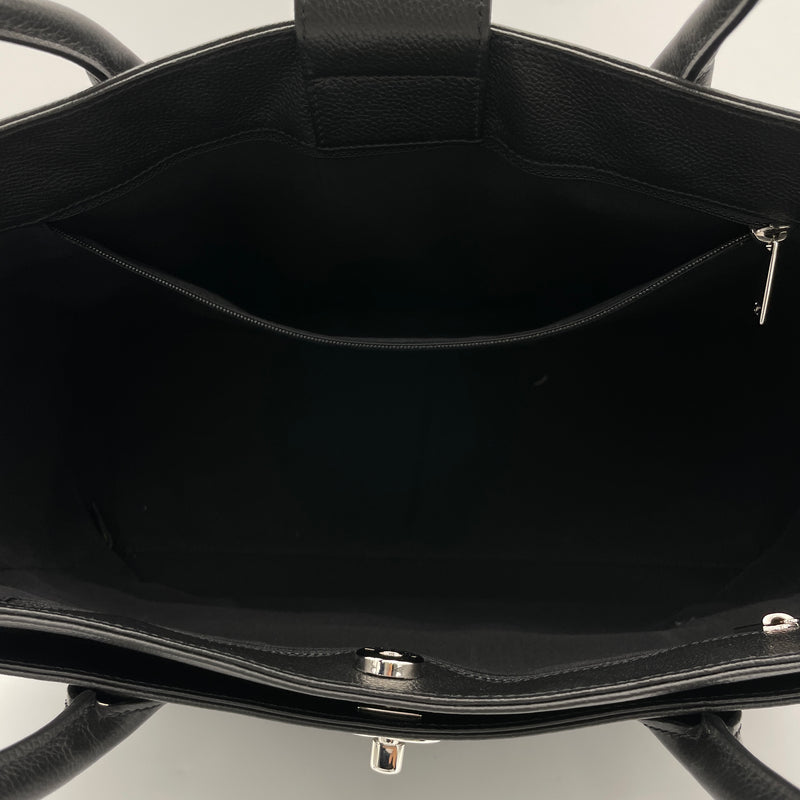 Executive Cerf Top handle bag in Calfskin, Silver Hardware