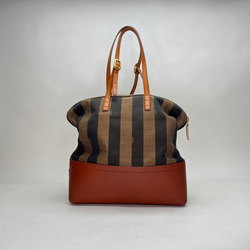 Pequin Striped Tote bag in Canvas, Gold Hardware