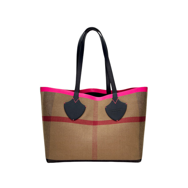 Reversible House Check Giant Tote bag in Canvas, N/A Hardware