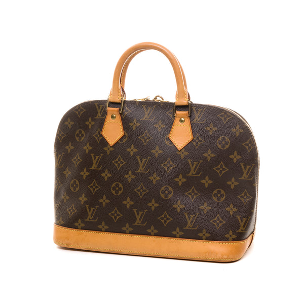 Alma PM Top handle bag in Monogram coated canvas, Gold Hardware