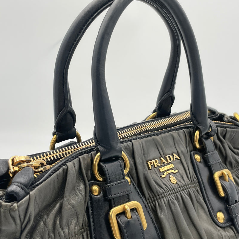 Gaufre Two Way Bag Top handle bag in Lambskin, Gold Hardware
