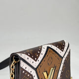 Twist Satin Wallet on chain in Monogram coated canvas, Gold Hardware
