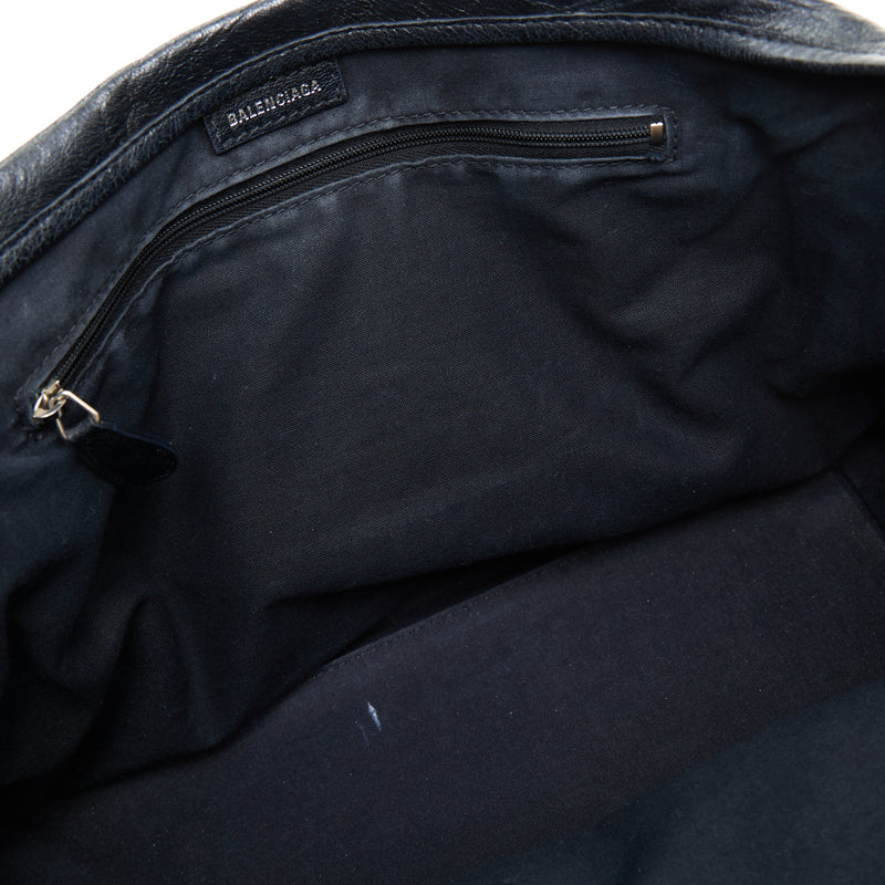 Navy Cabas S Top handle bag in Calfskin, Silver Hardware