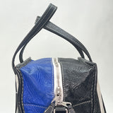 Bazar Shopper Tote Small Top handle bag in Distressed leather, Silver Hardware