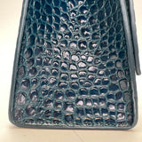 Hourglass Small Top handle bag in Crocodile Embossed Calfskin, Silver Hardware