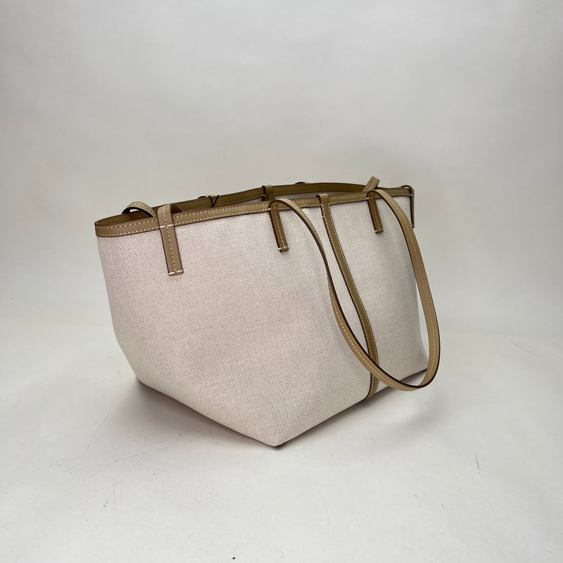 Beach Tote bag in Canvas, Gold Hardware