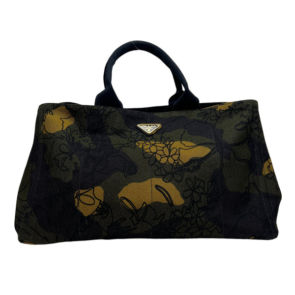 Stampata Canapa Large Tote bag in Canvas, Gold Hardware