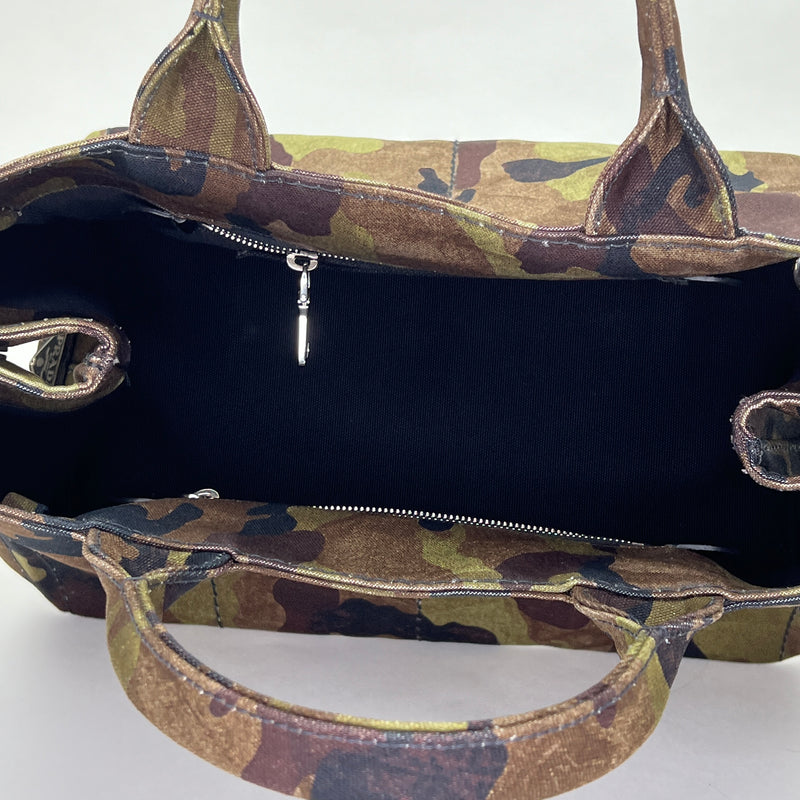CANAPA CAMOUFLAGE BAG Large Top handle bag in Canvas, Silver Hardware