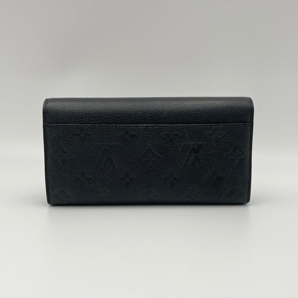 Sarah Long Black Wallet in Monogram Empreinte Leather, Gold hardware