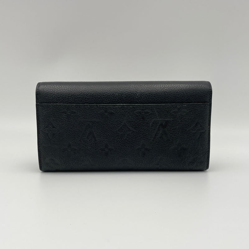 Sarah Long Black Wallet in Monogram Empreinte Leather, Gold hardware