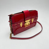 Trunk Clutch Crossbody bag in Patent leather, Gold Hardware