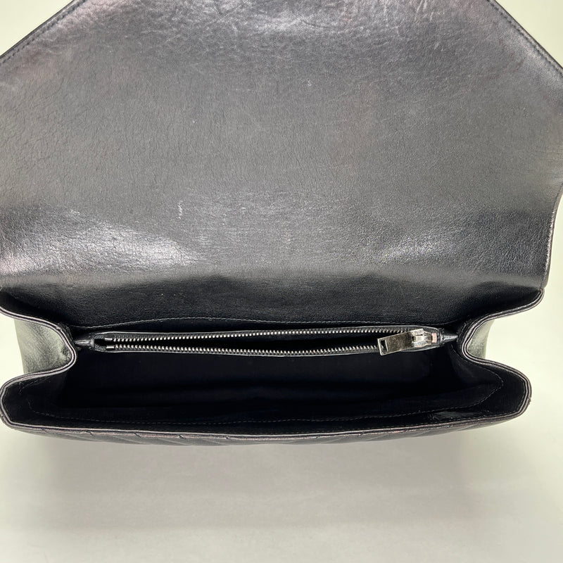 College Large Shoulder bag in Calfskin, Silver Hardware
