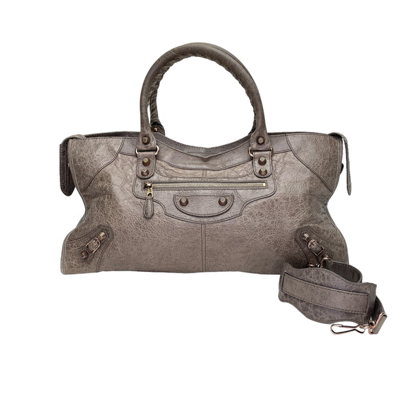 Part Time Top handle bag in Distressed leather, Rose Gold Hardware