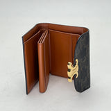 Triomphe Compact Small Wallet in Monogram coated canvas, Gold Hardware