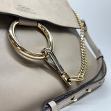 Faye Medium Shoulder bag in Suede leather, Light Gold Hardware