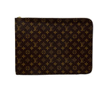 Laptop Zip Pouch in Monogram coated canvas, Gold Hardware