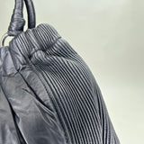 Pleated Top handle bag in Calfskin, Silver Hardware
