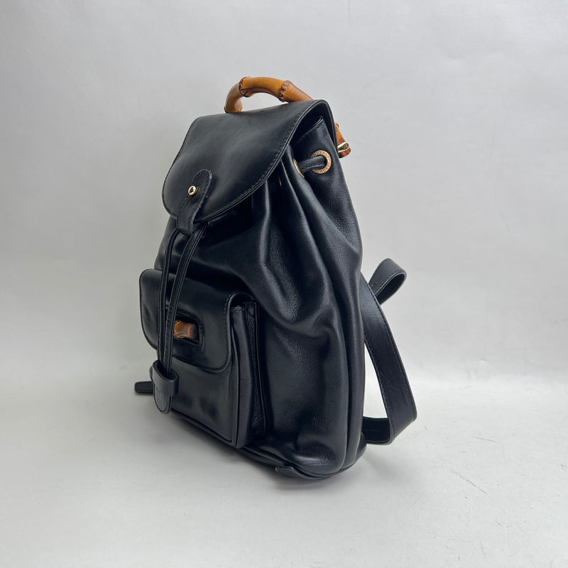 Bamboo Mini Backpack in Calfskin, Gold Hardware
