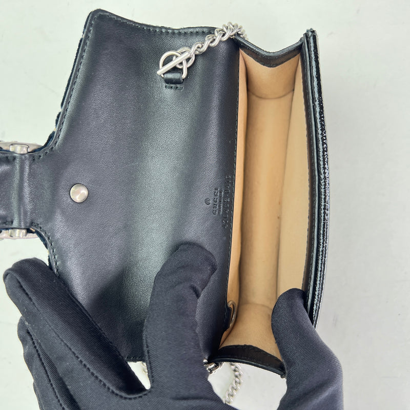 DIONYSUS SUPER MINI Shoulder bag in Velvet, Silver Hardware