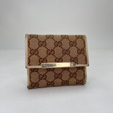 GG Canvas Compact Wallet in Jacquard, Light Gold Hardware
