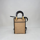 Sunshine Mini Crossbody bag in Raffia, Gold Hardware
