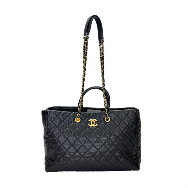 Coco Handle Shopping Tote bag in Caviar leather, Gold Hardware