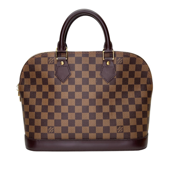 Alma Damier Ebene PM PM Top handle bag in Coated canvas, Gold Hardware