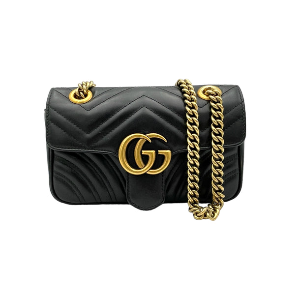 GG Marmont Mini Shoulder bag in Calfskin, Gold Hardware