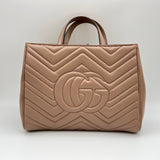 GG Marmont Top handle bag in Calfskin, Gold Hardware