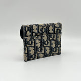 Saddle Navy Wallet in Jacquard, Gold hardware