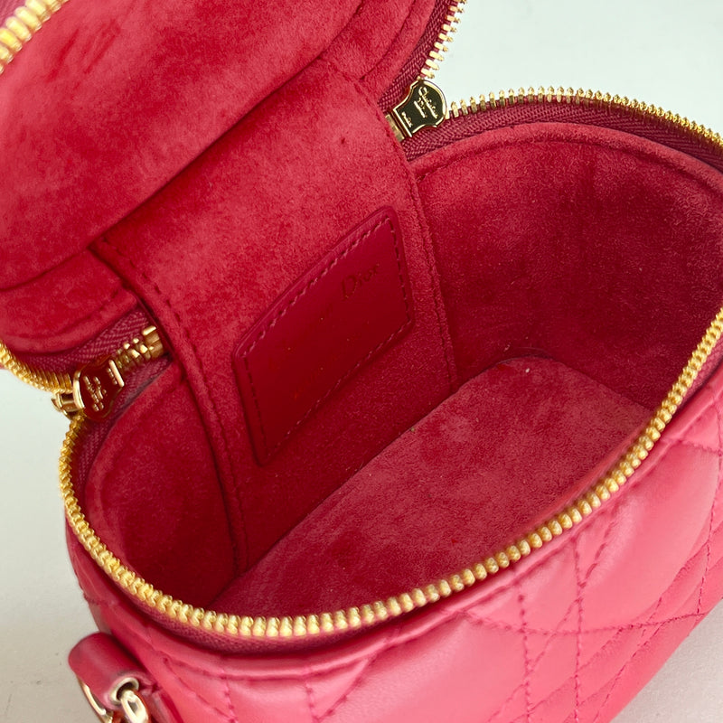 Lady Dior Vanity Micro Crossbody bag in Lambskin, Gold Hardware