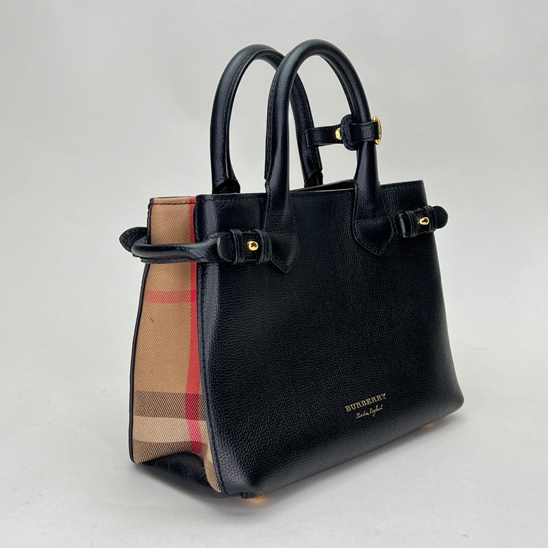 Banner Small Top handle bag in Calfskin, Gold Hardware